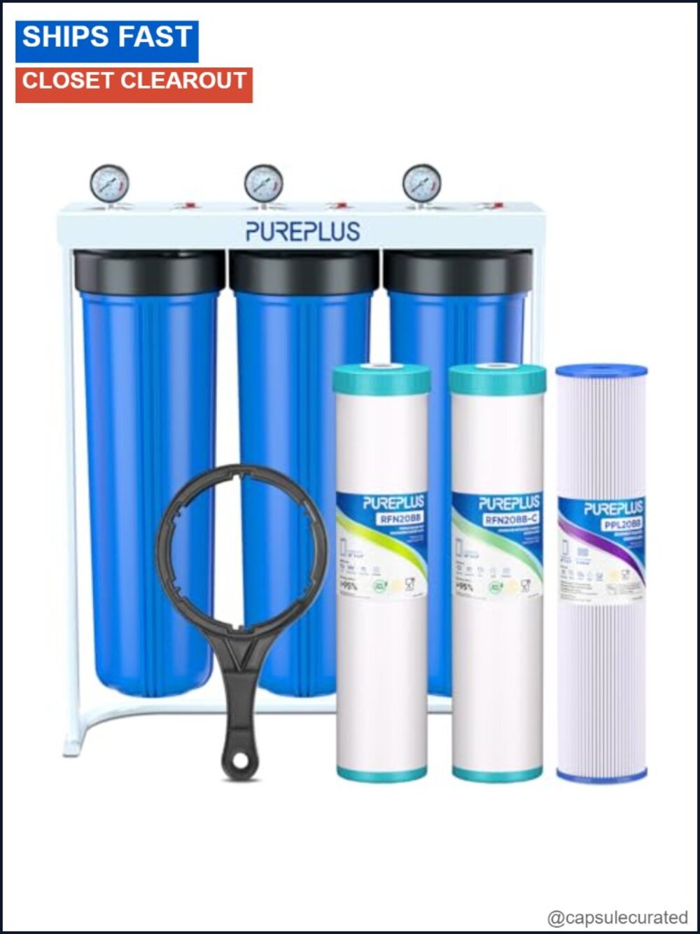 3-Stage Whole House Water Filter Iron Manganese 20in System